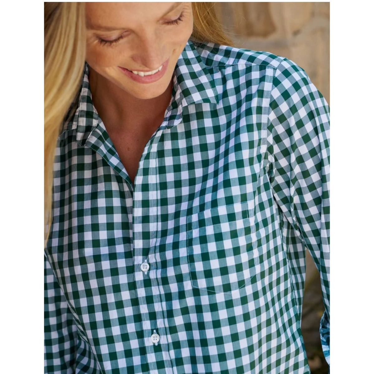 Barry Tailored Button-Up - Green And White Check