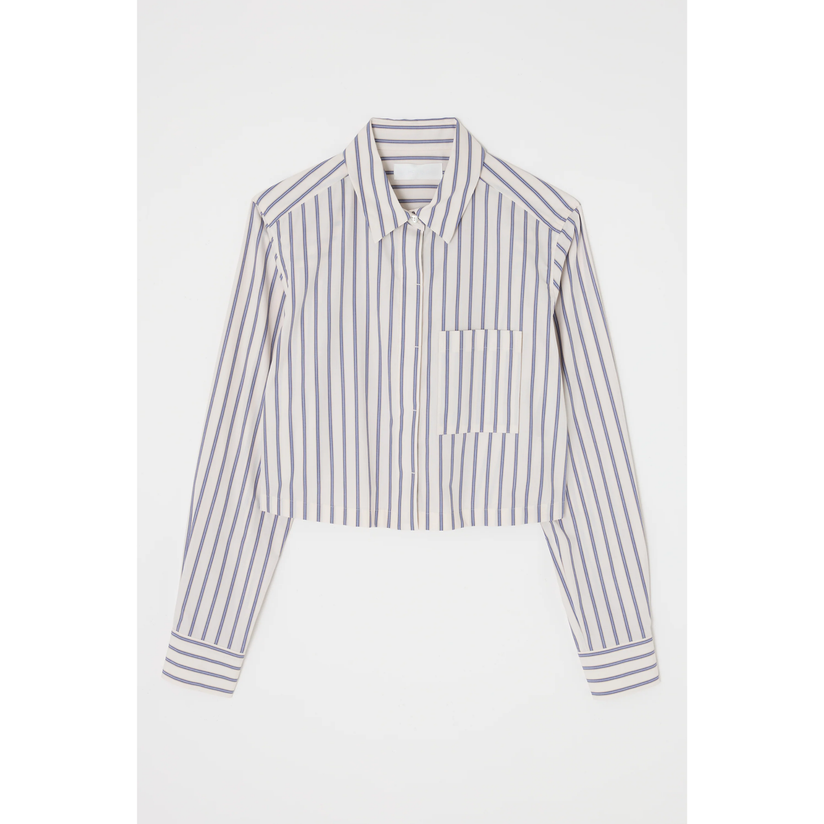 Basic Stripe Cropped Shirt - Multi White