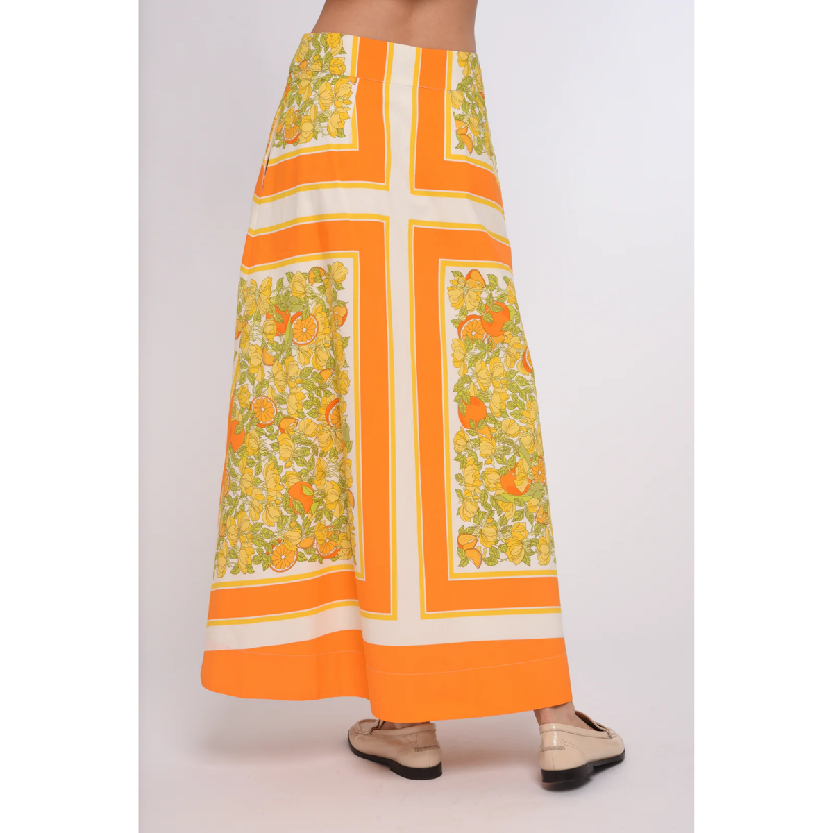 Berri Midi Skirt - Orange Blossom Print