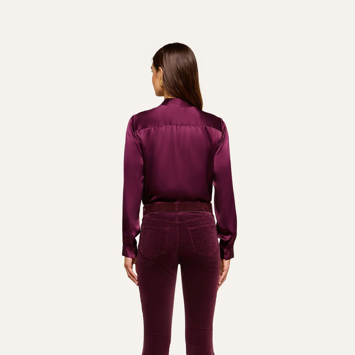 Bianca Band Collar Blouse - Dark Plum