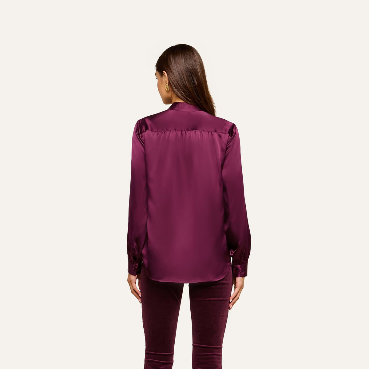Bianca Band Collar Blouse - Dark Plum