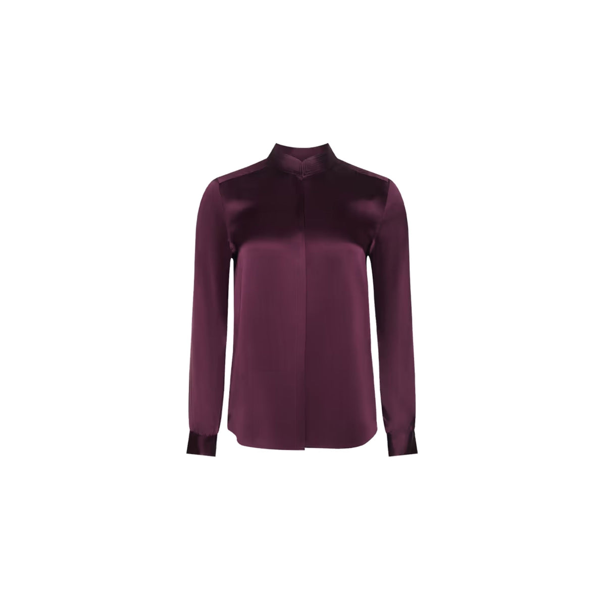 Bianca Band Collar Blouse - Dark Plum