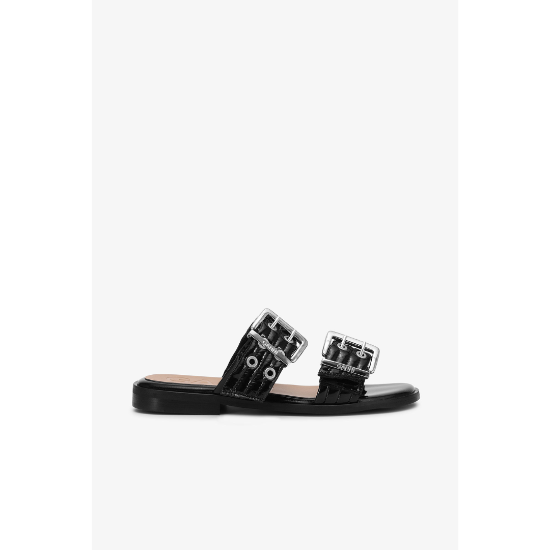 Black Feminine Two-Strap Sandals