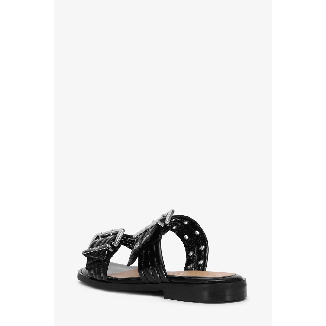 Black Feminine Two-Strap Sandals