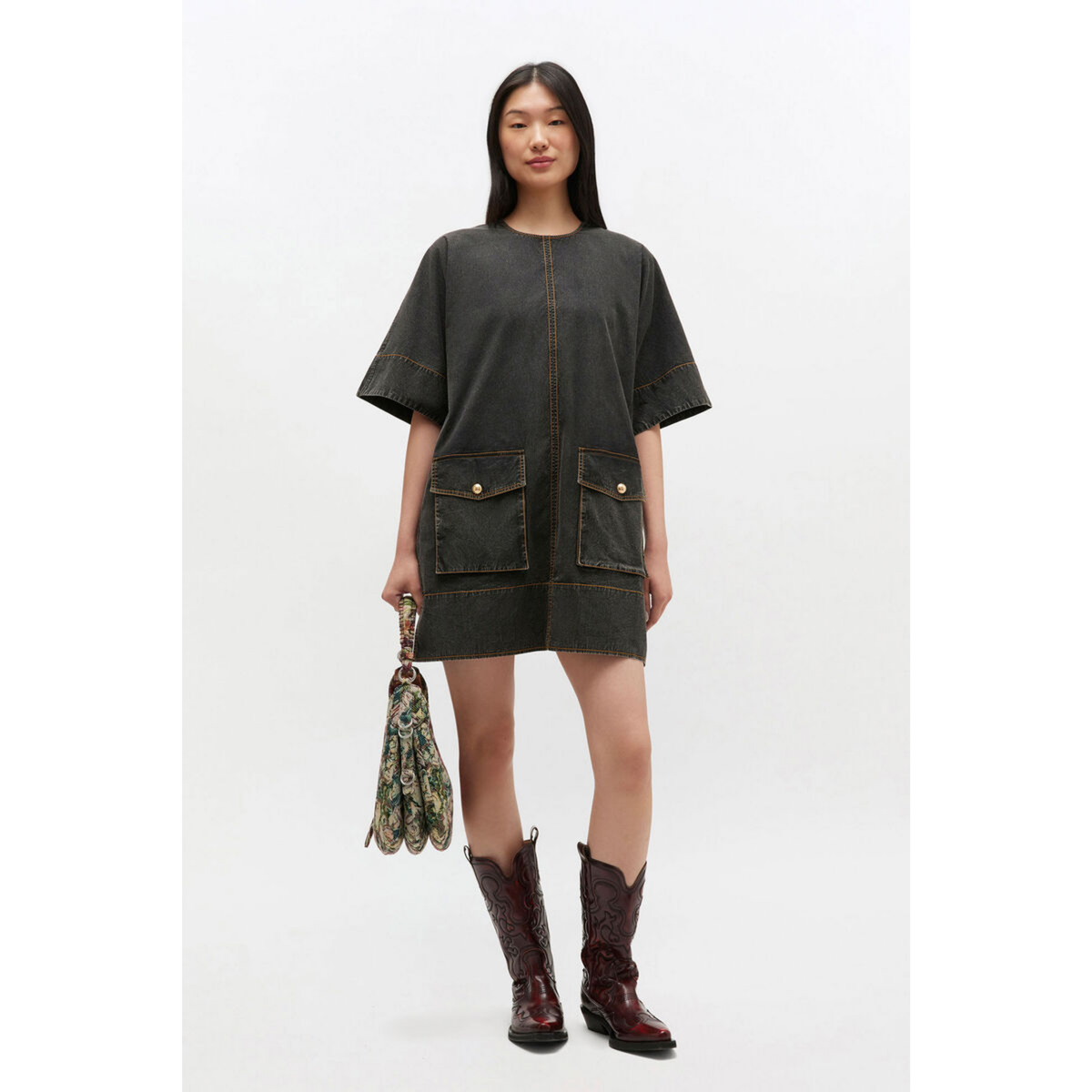 Black Washed Kimono Dress