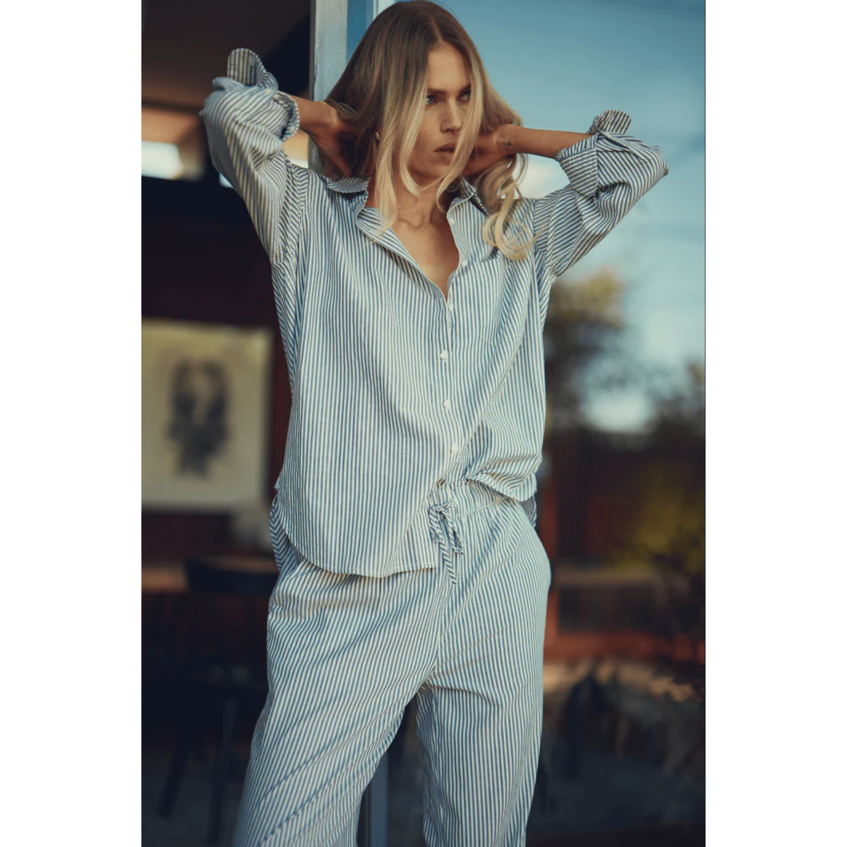 Blake Oversized Shirt - Navy Stripe