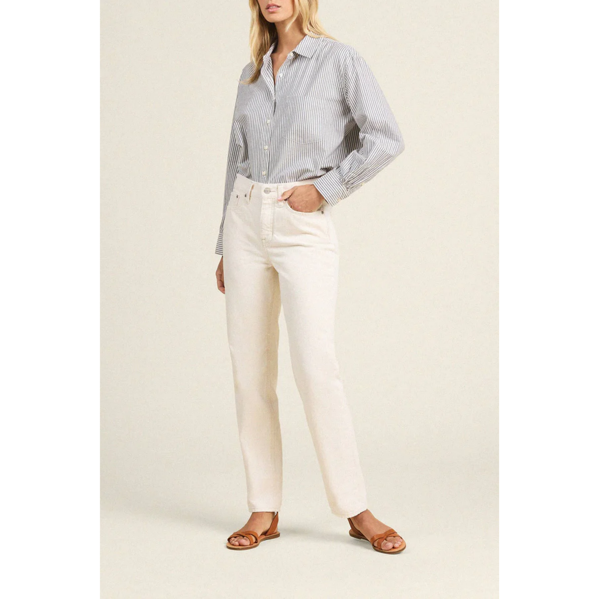 Blake Oversized Shirt - Navy Stripe