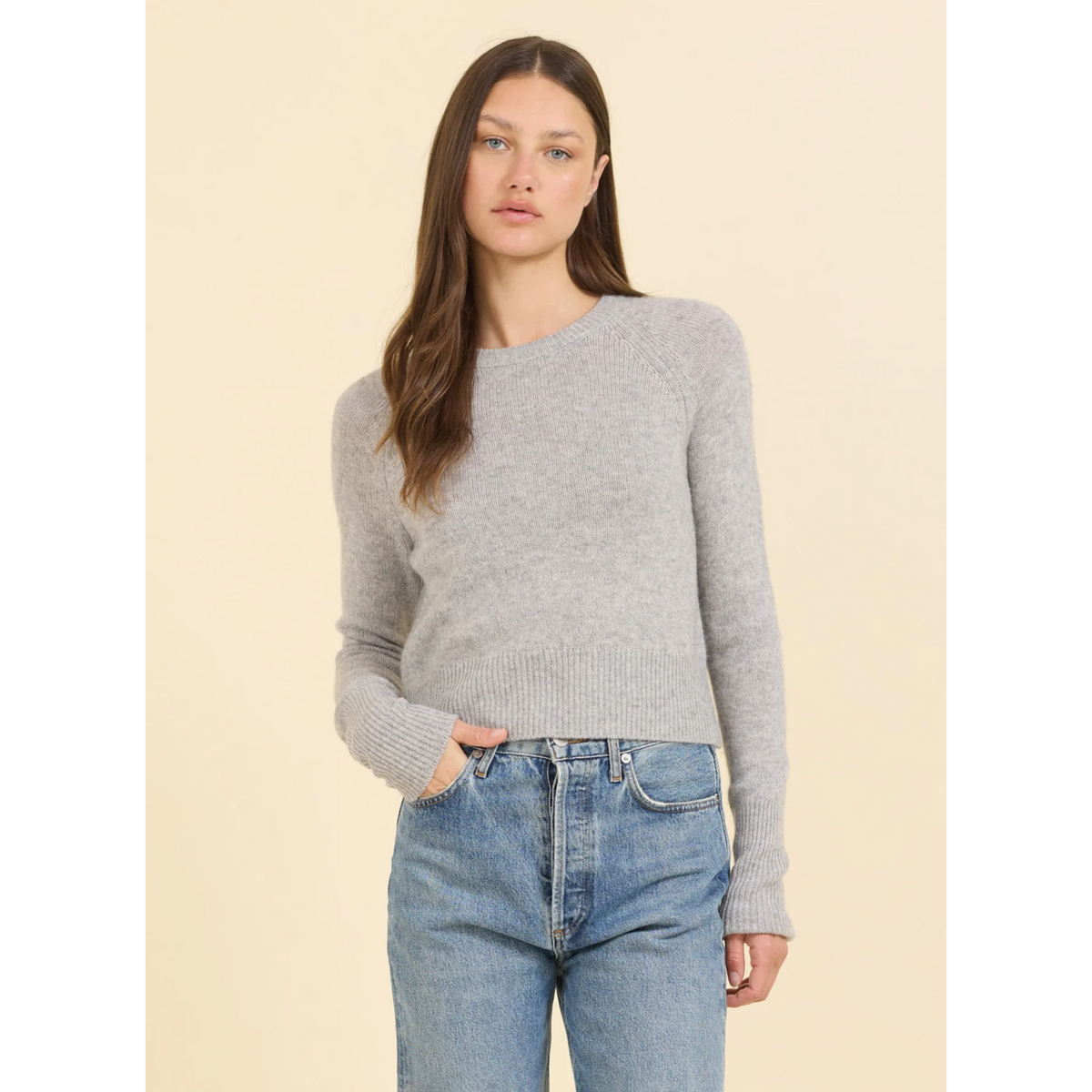 Blakely Cashmere Crewneck - Heather Grey
