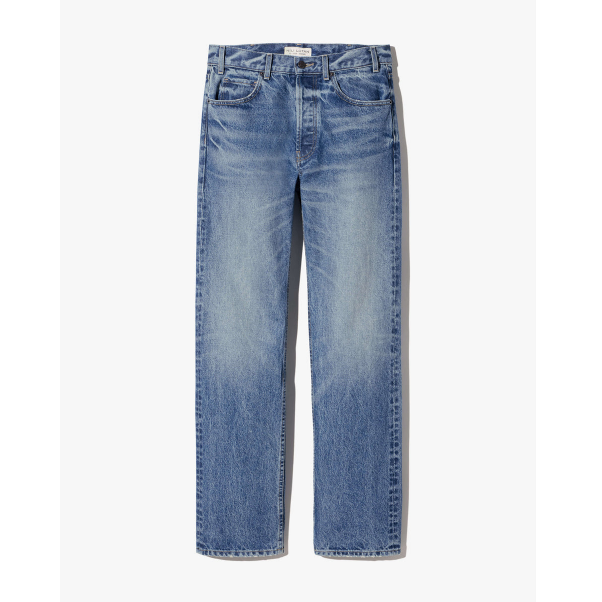 Pair of blue jeans on a white background