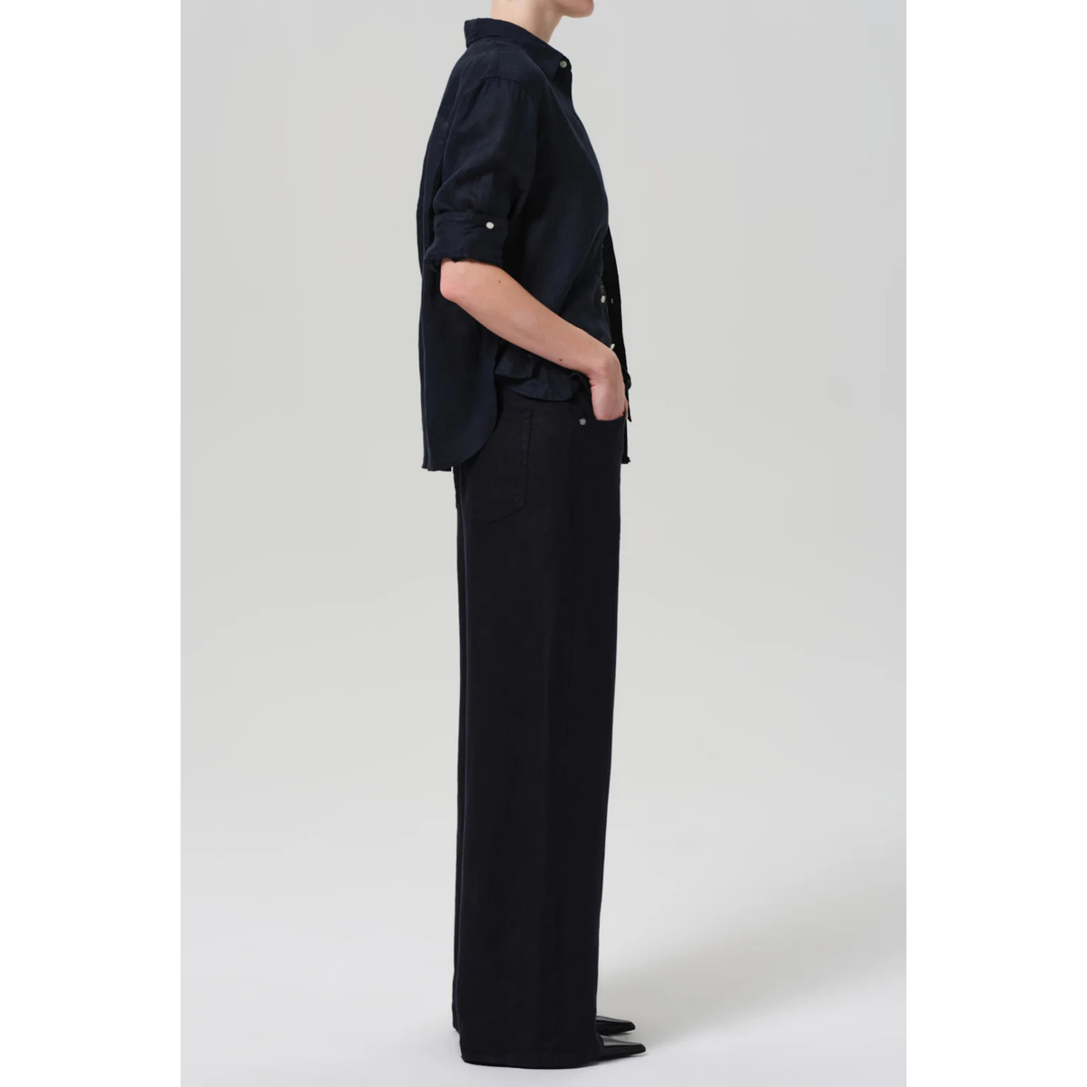Brynn Drawstring Linen Trouser - True Navy