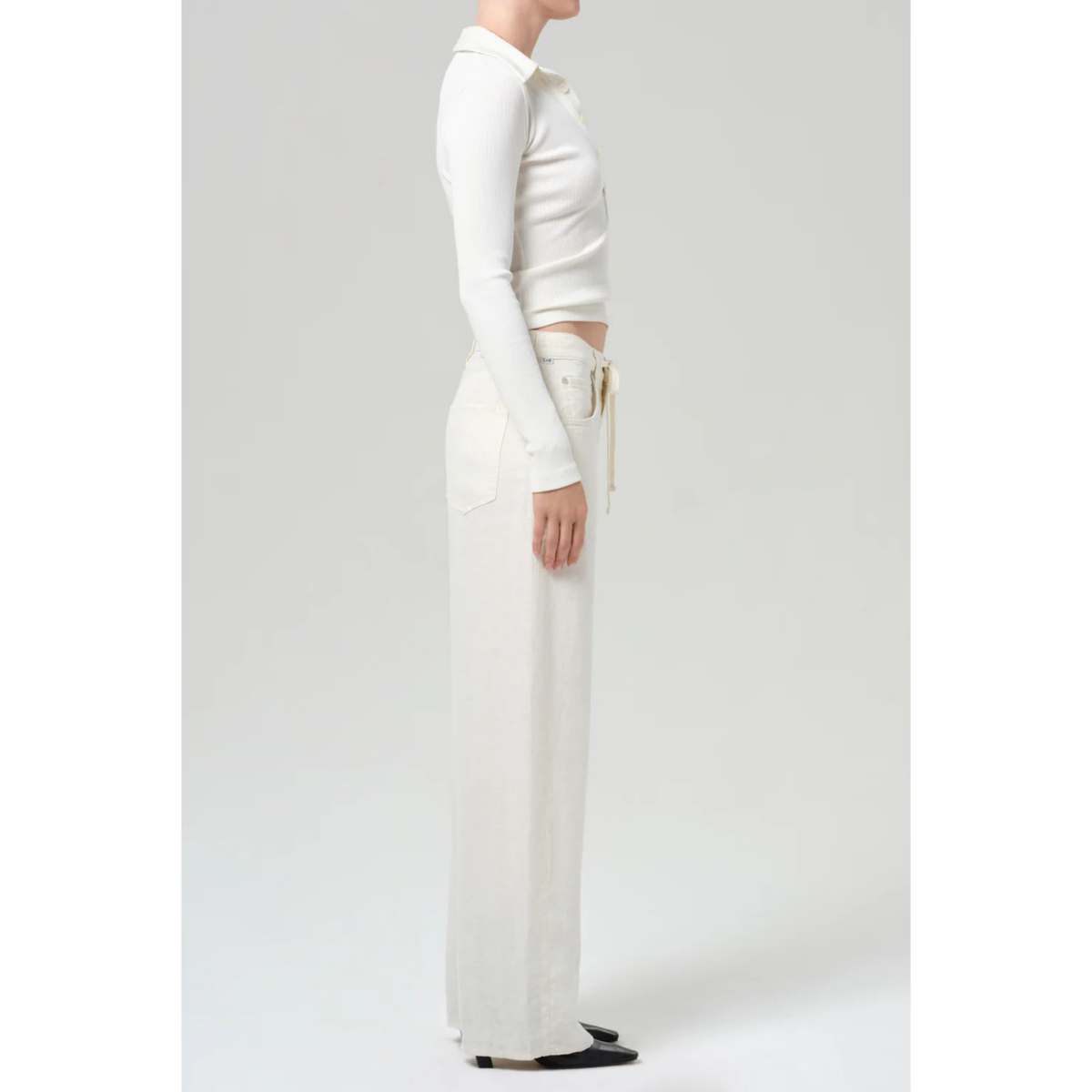 Brynn Drawstring Linen Trouser - Vanilla