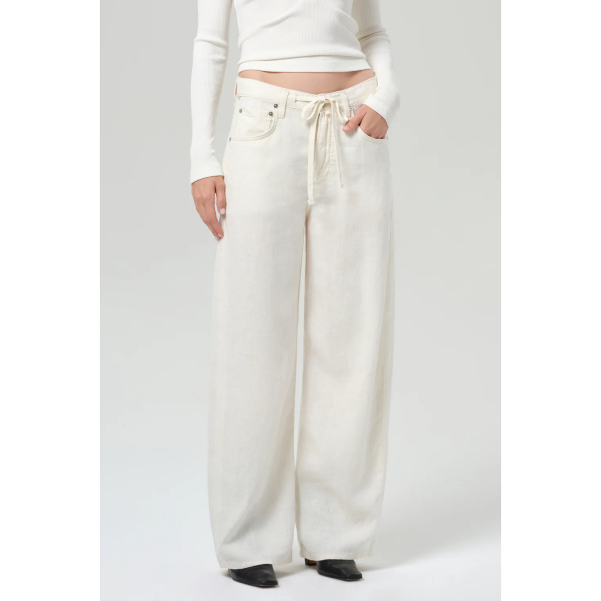 Brynn Drawstring Linen Trouser - Vanilla