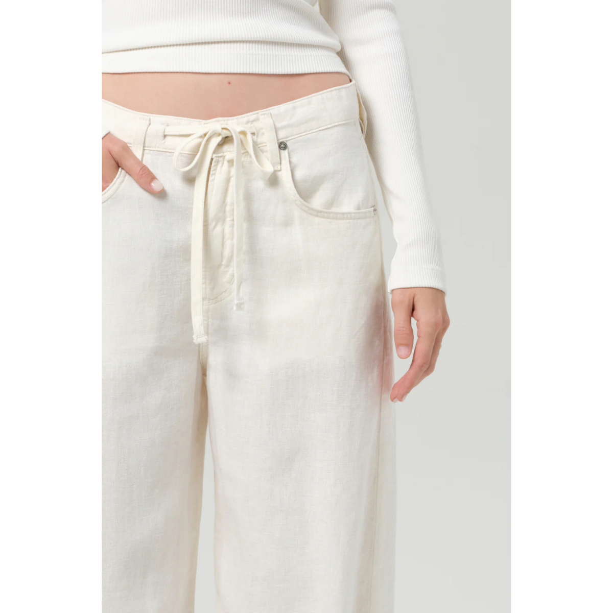 Brynn Drawstring Linen Trouser - Vanilla