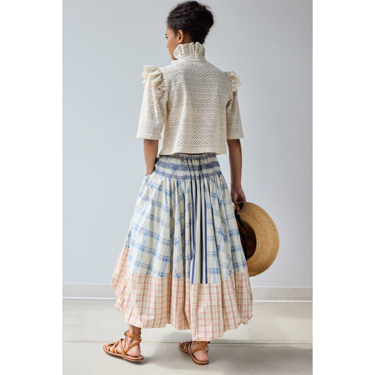 Bubble Hem Skirt - Ombre Plaid Scarf and Tattersall