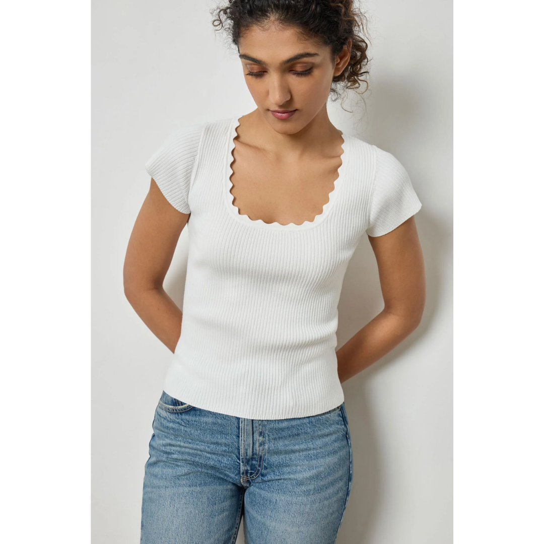Cap Sleeve Scallop Neck Sweater