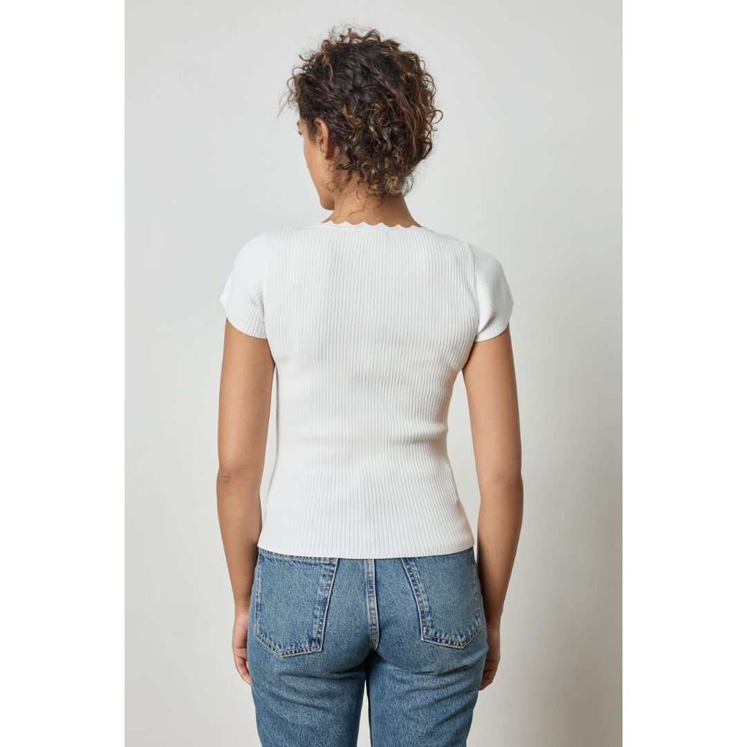 Cap Sleeve Scallop Neck Sweater