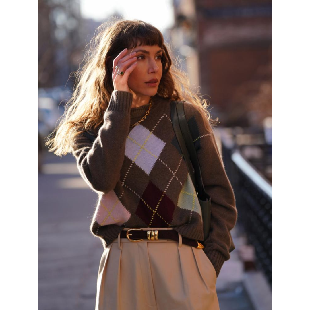 Cashmere Argyle Crew