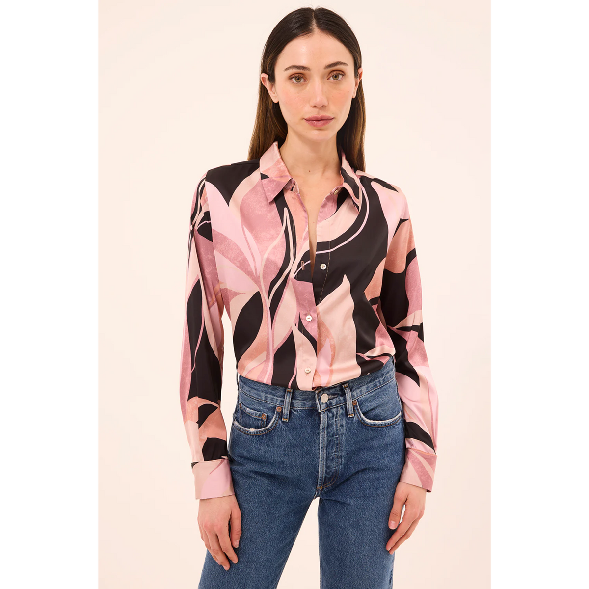 Celine Top - Moody Abstract Flora Satin
