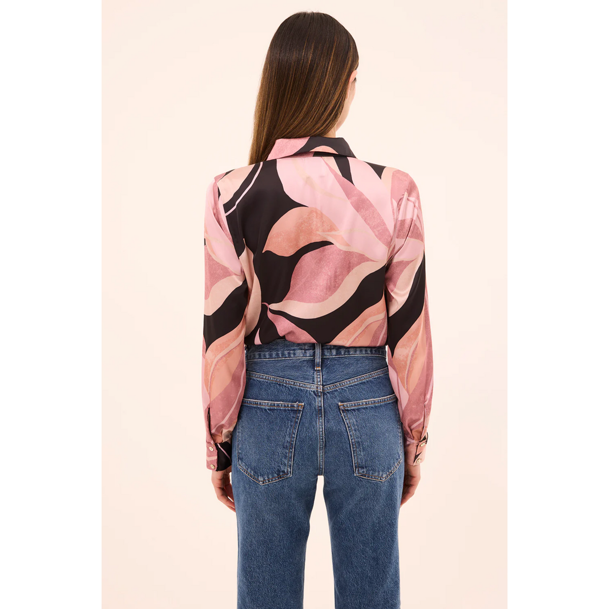 Celine Top - Moody Abstract Flora Satin