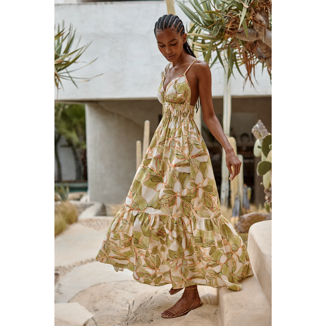 Cintra Dress - Chartreuse Abstract