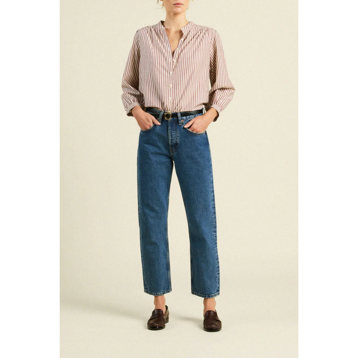 Clara Blouse - Burgundy Stripe