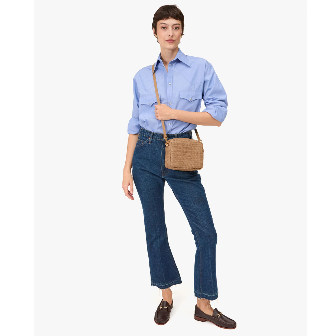 Midi Sac - Clay Leather &amp; Suede Woven Checker