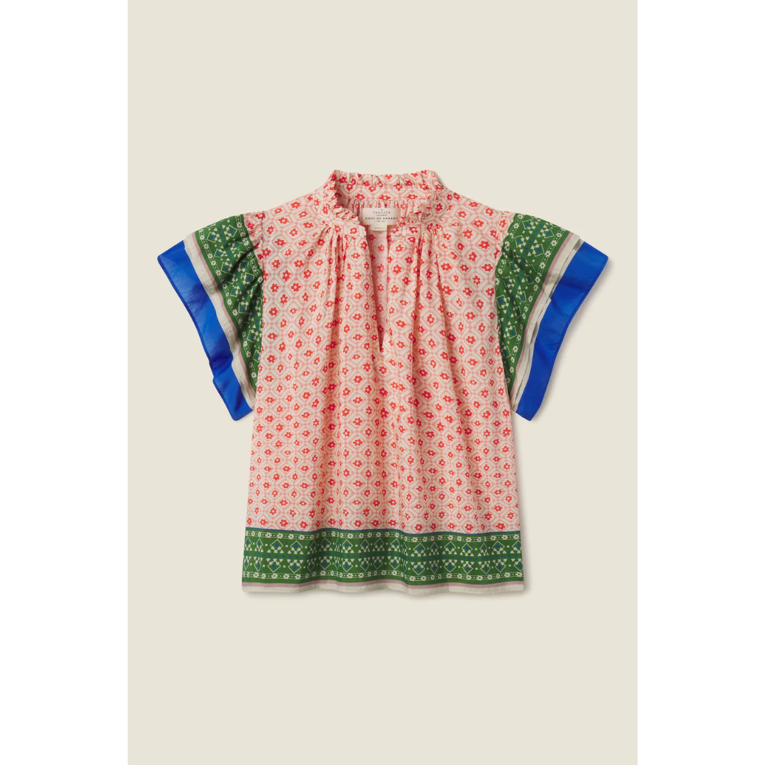 Clover Blouse - Santorini Border