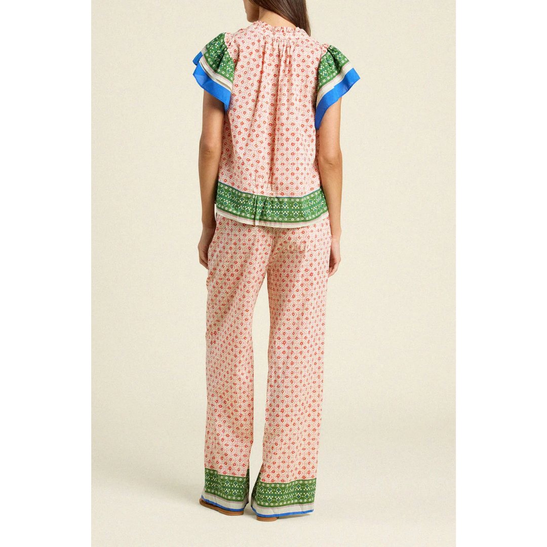 Clover Blouse - Santorini Border