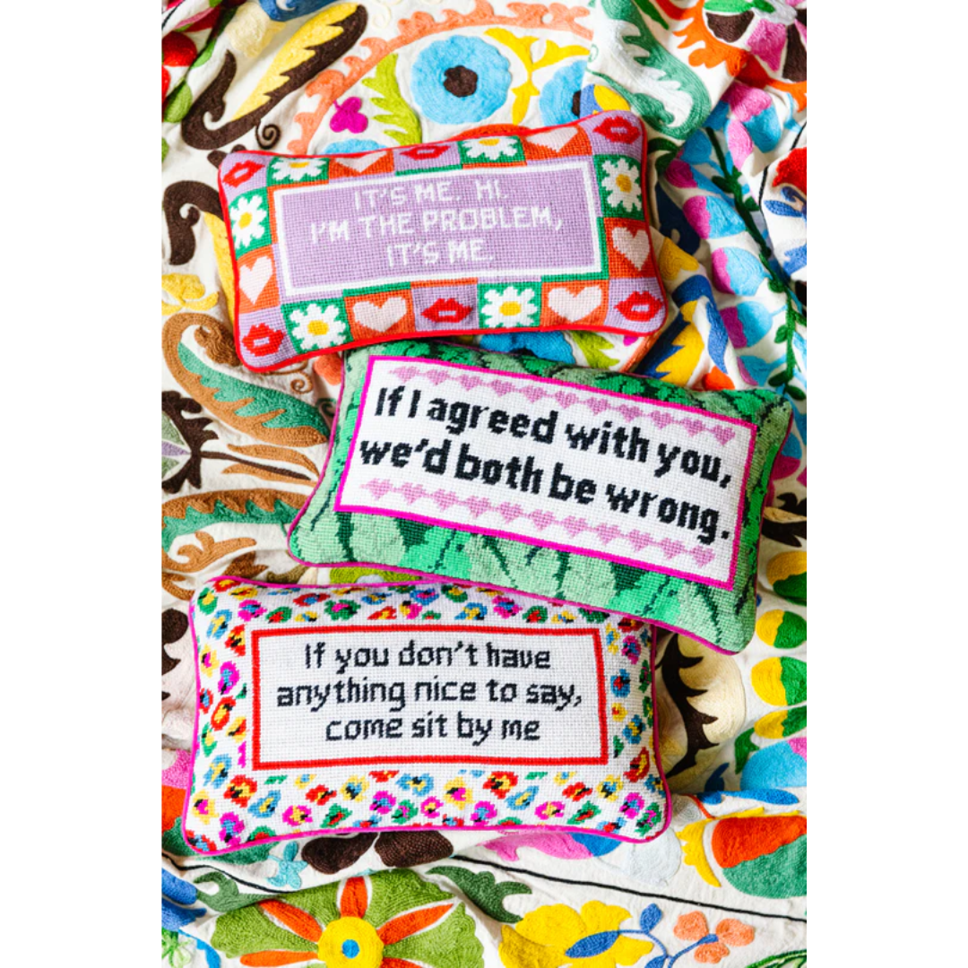 Come Sit By Me Needlepoint Pillow