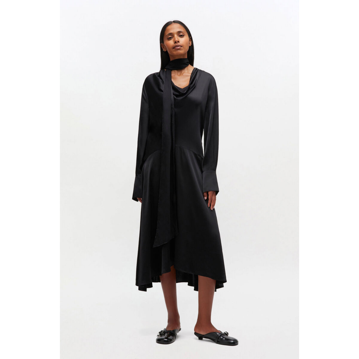 Black Scarf Dress - Black