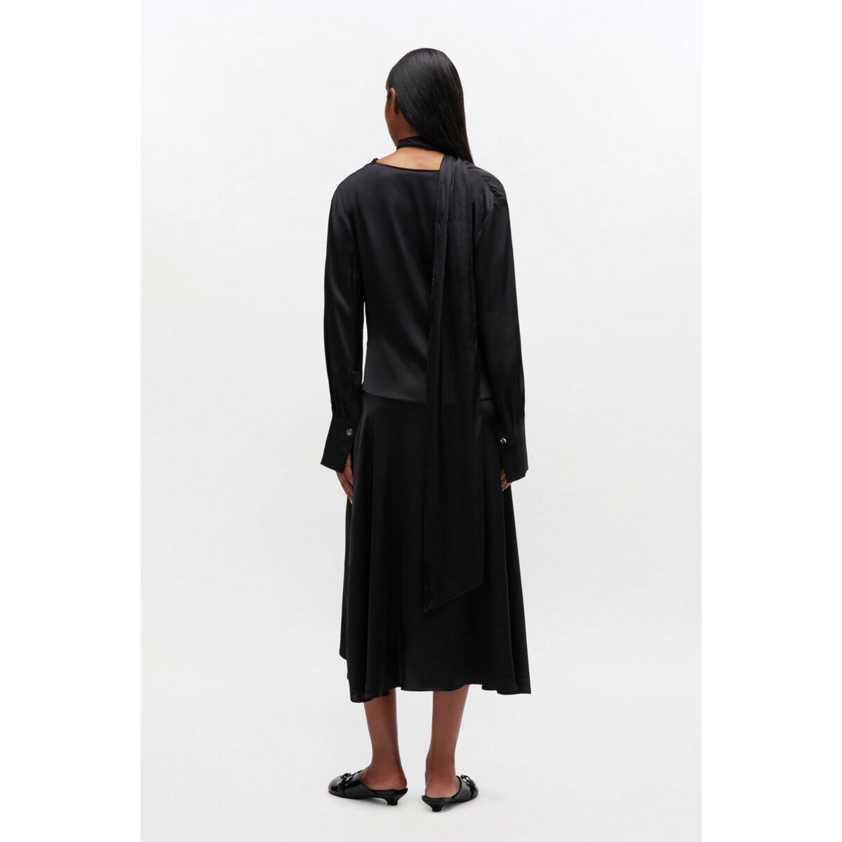 Black Scarf Dress - Black