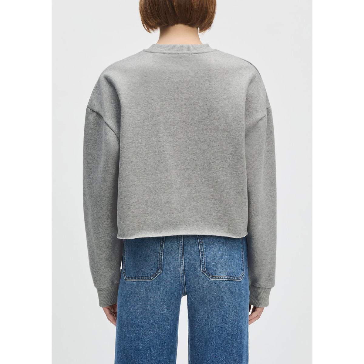Cropped Collegiate Sweatshirt - Heather Grey Burgundy