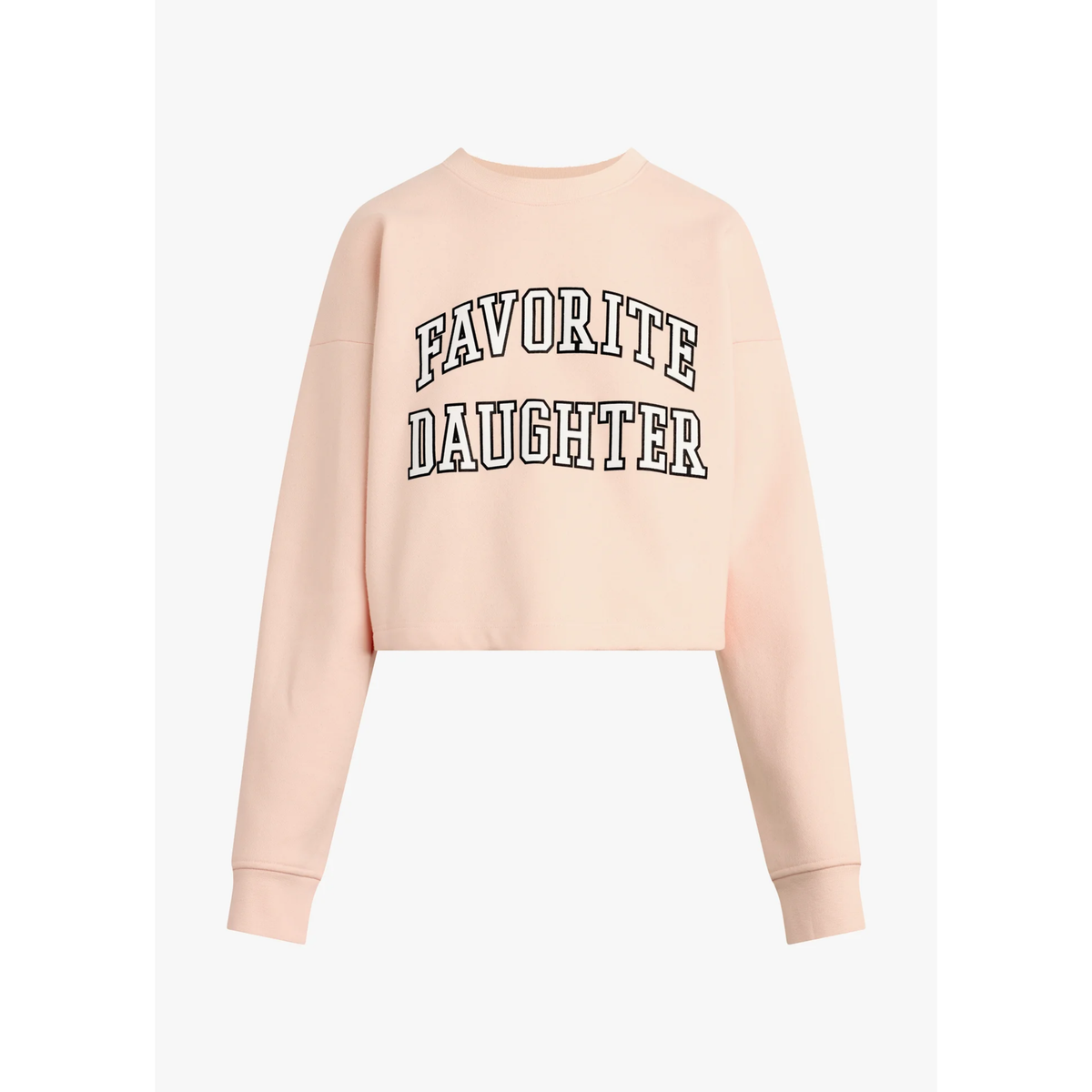 Cropped Collegiate Sweatshirt - Pale Pink White