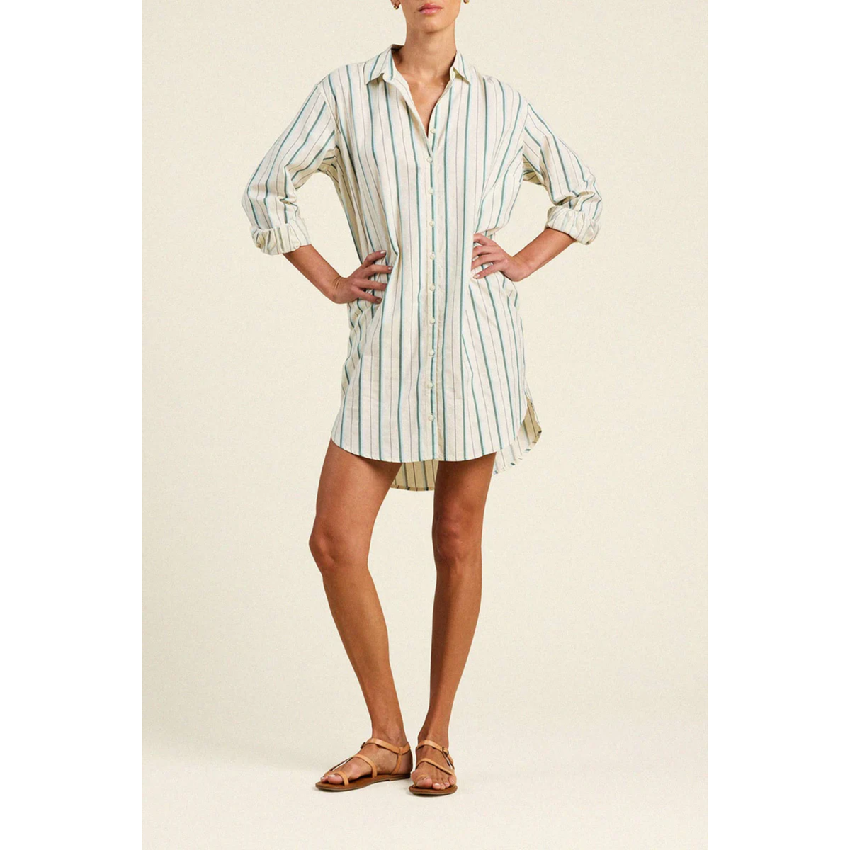 Callie Dress - Verde Stripes