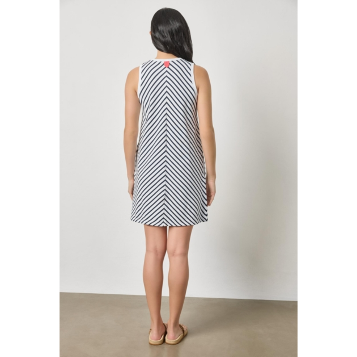 Center Seam Tank Dress  - Navy Stripe