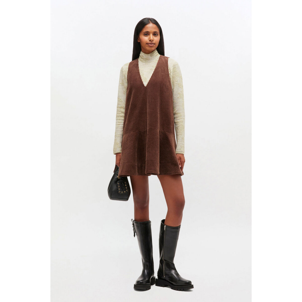 Brown Corduroy Mini Dress