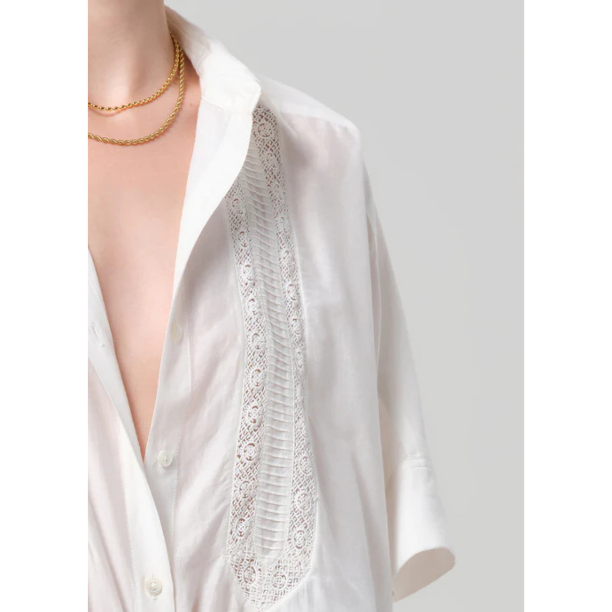 Claire Shirt With Lace - White