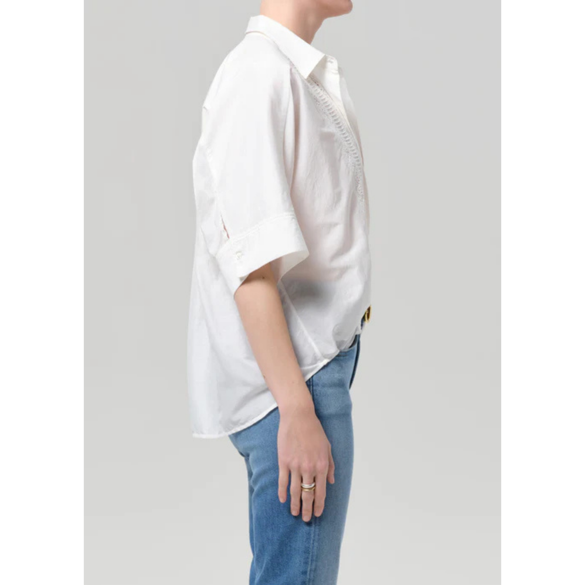 Claire Shirt With Lace - White