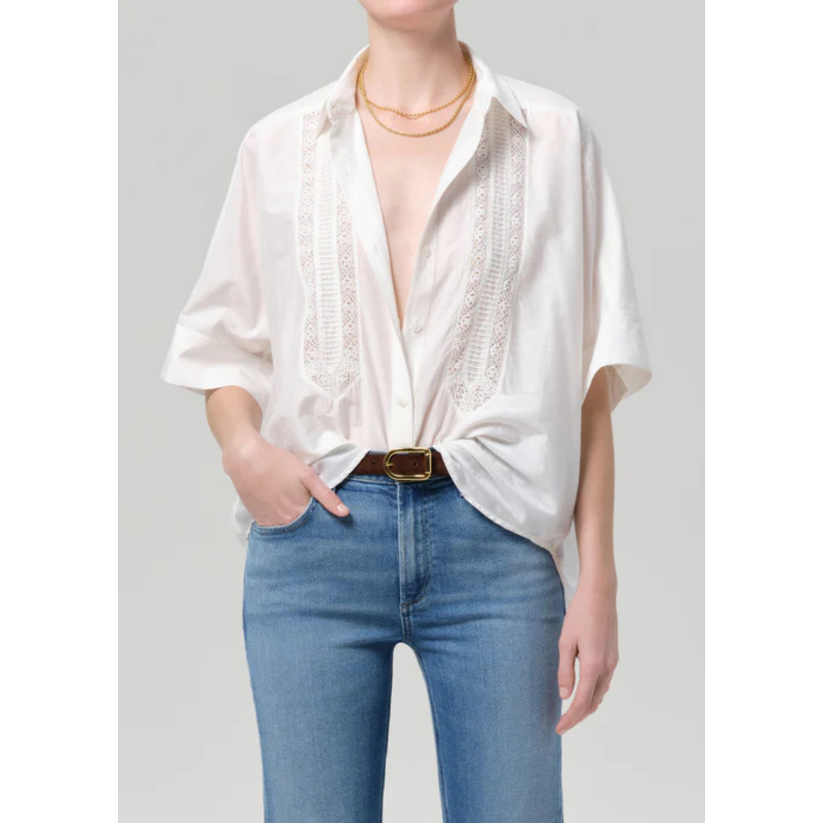 Claire Shirt With Lace - White