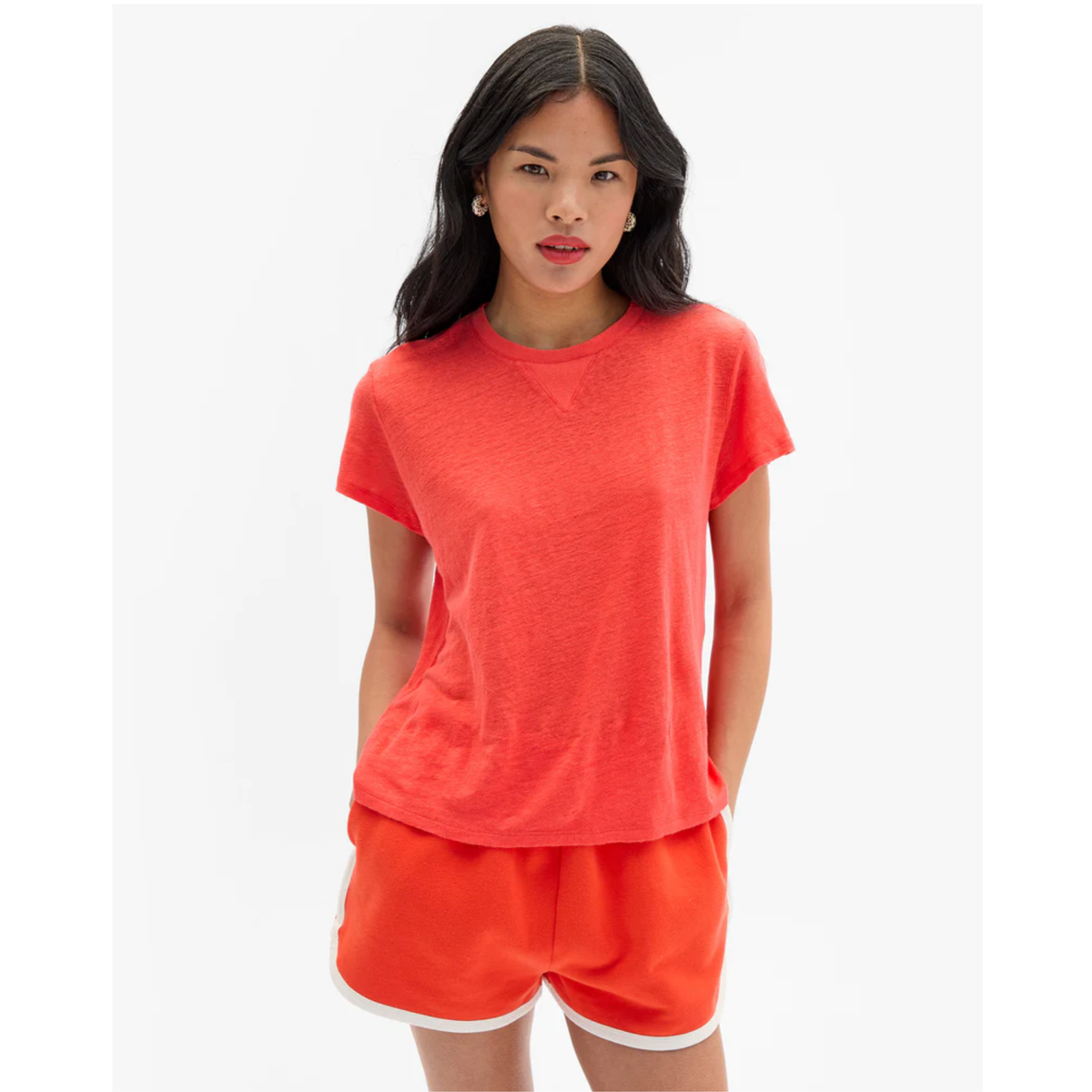 Classic Tee - Bright Poppy W/ V-Stitch