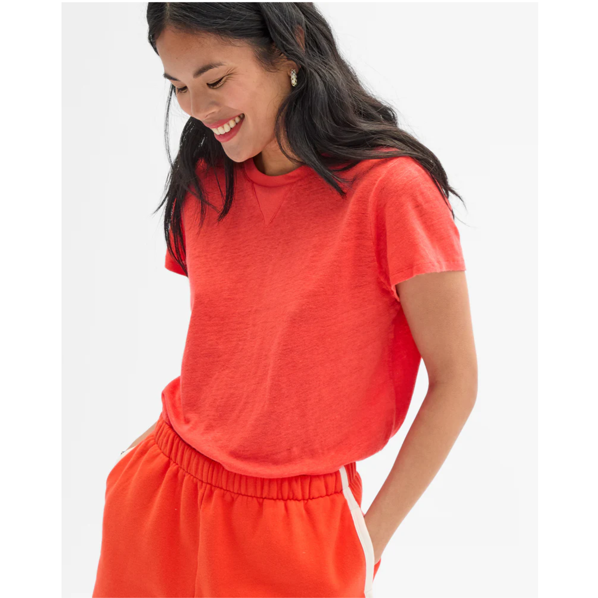 Classic Tee - Bright Poppy W/ V-Stitch