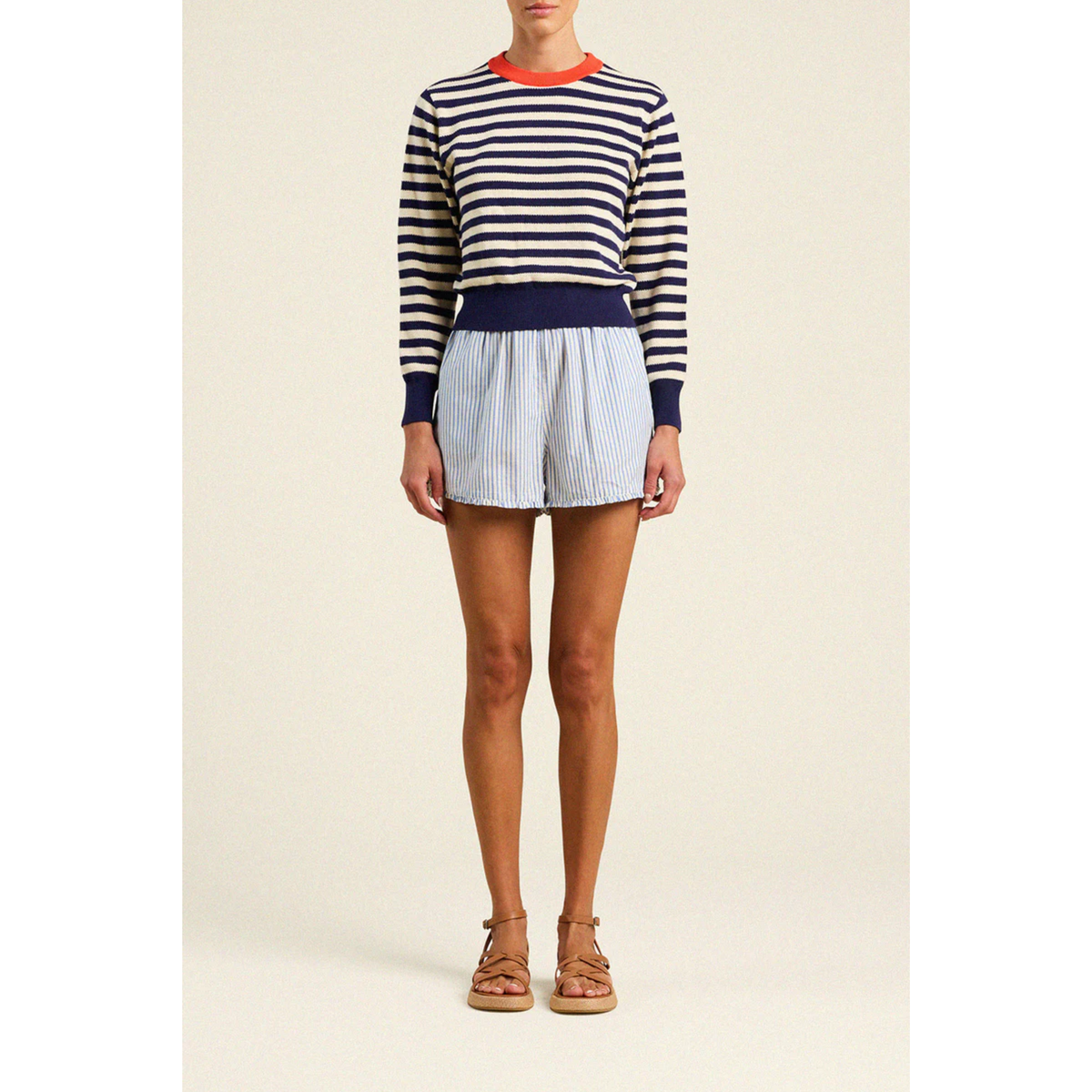 Cleo Sweater - Antique White/Navy Stripe