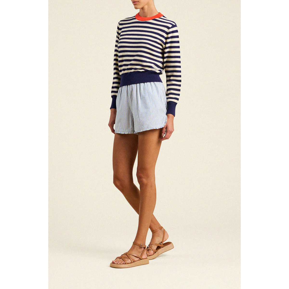Cleo Sweater - Antique White/Navy Stripe