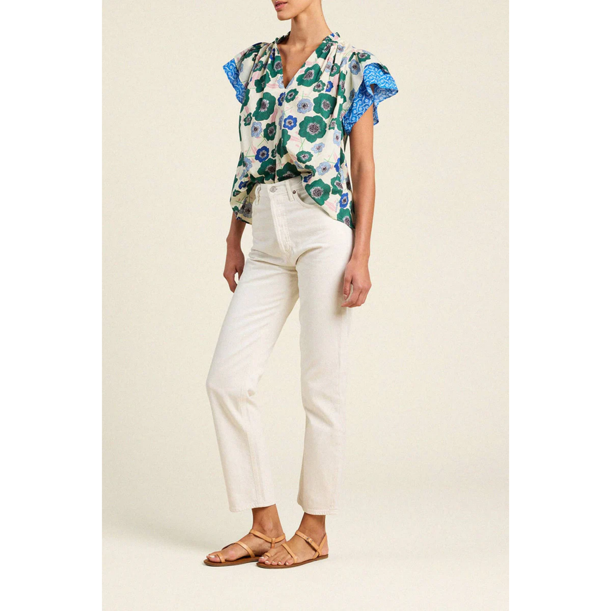 Clover Blouse - Green House Bloom Border