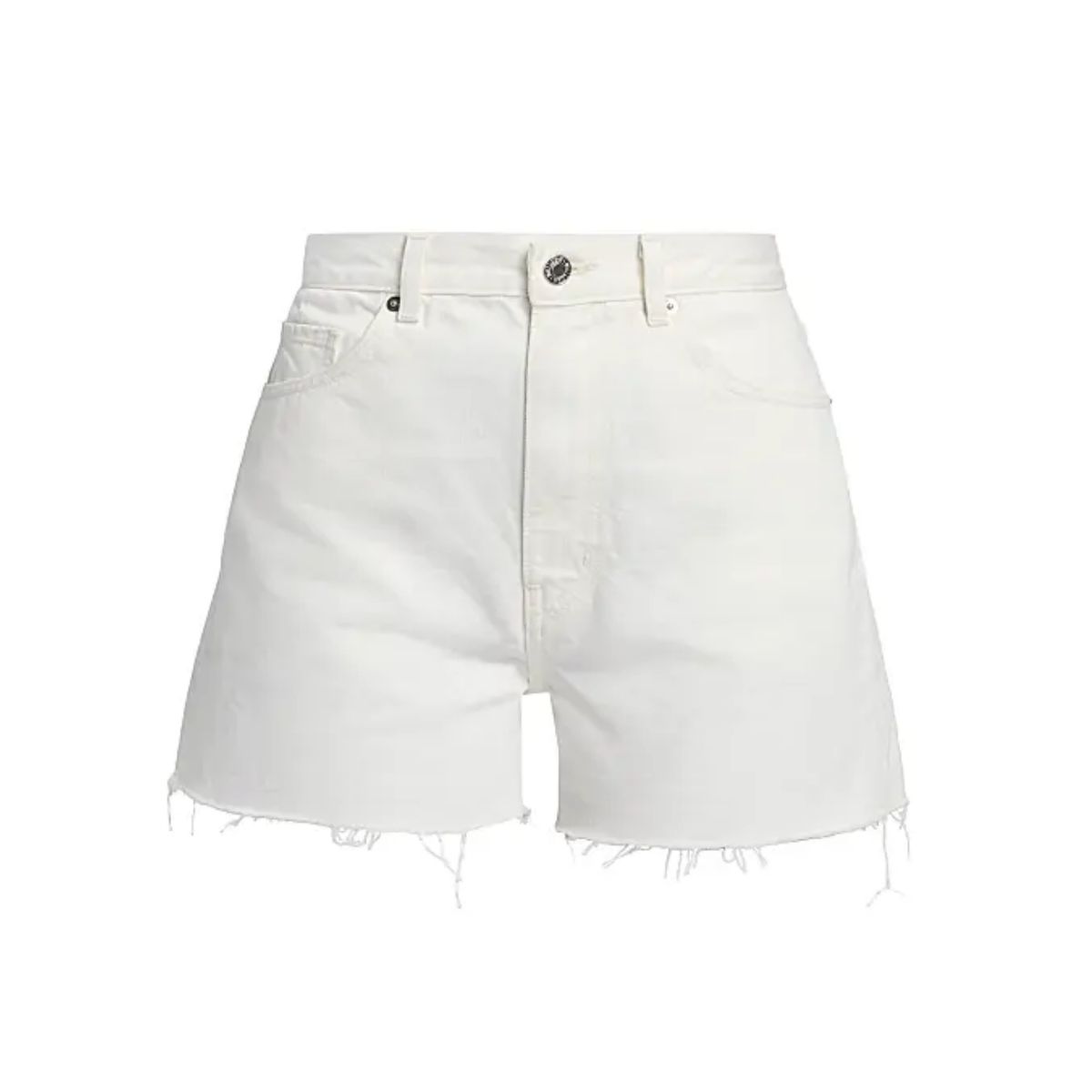 White denim shorts on a white background