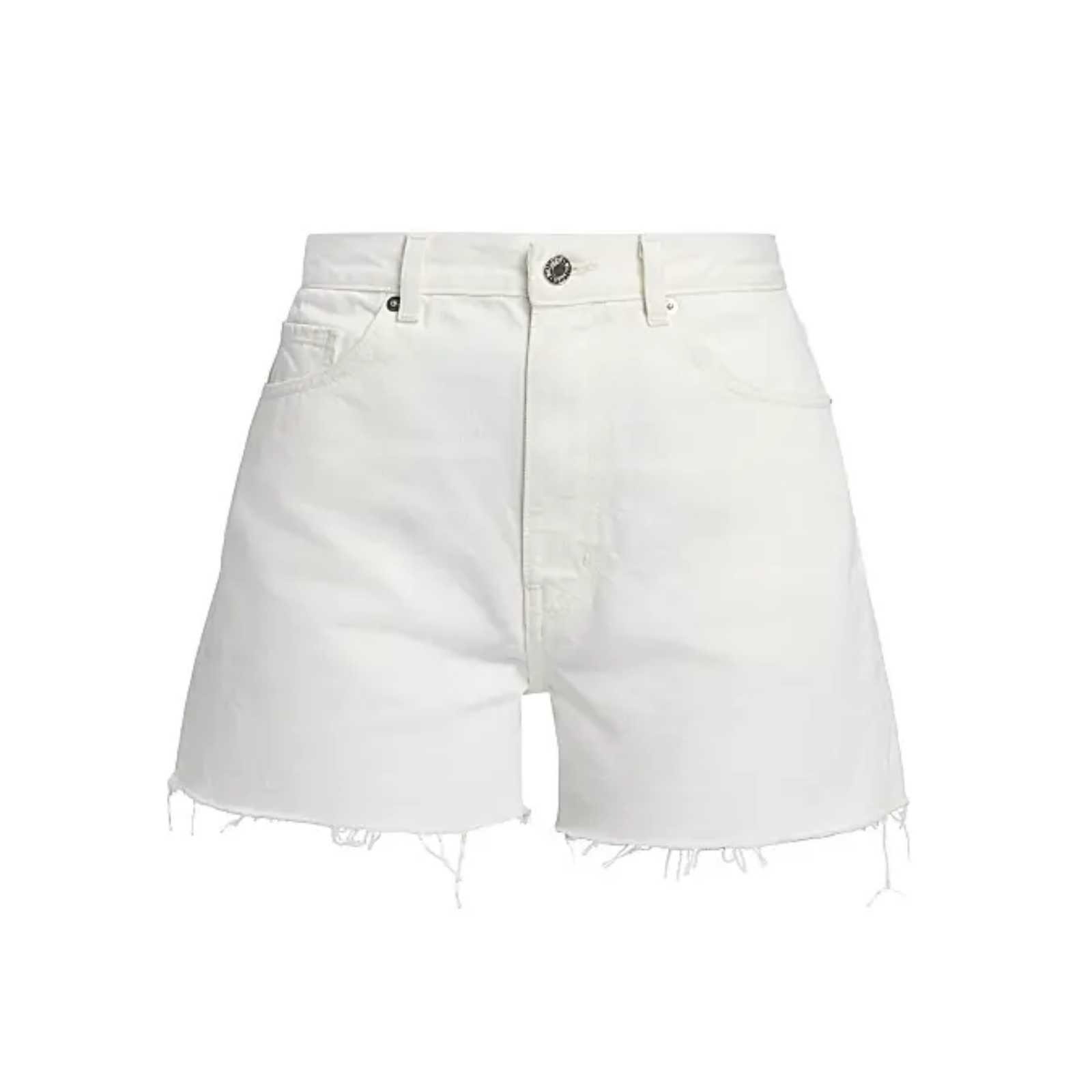 White denim shorts on a white background