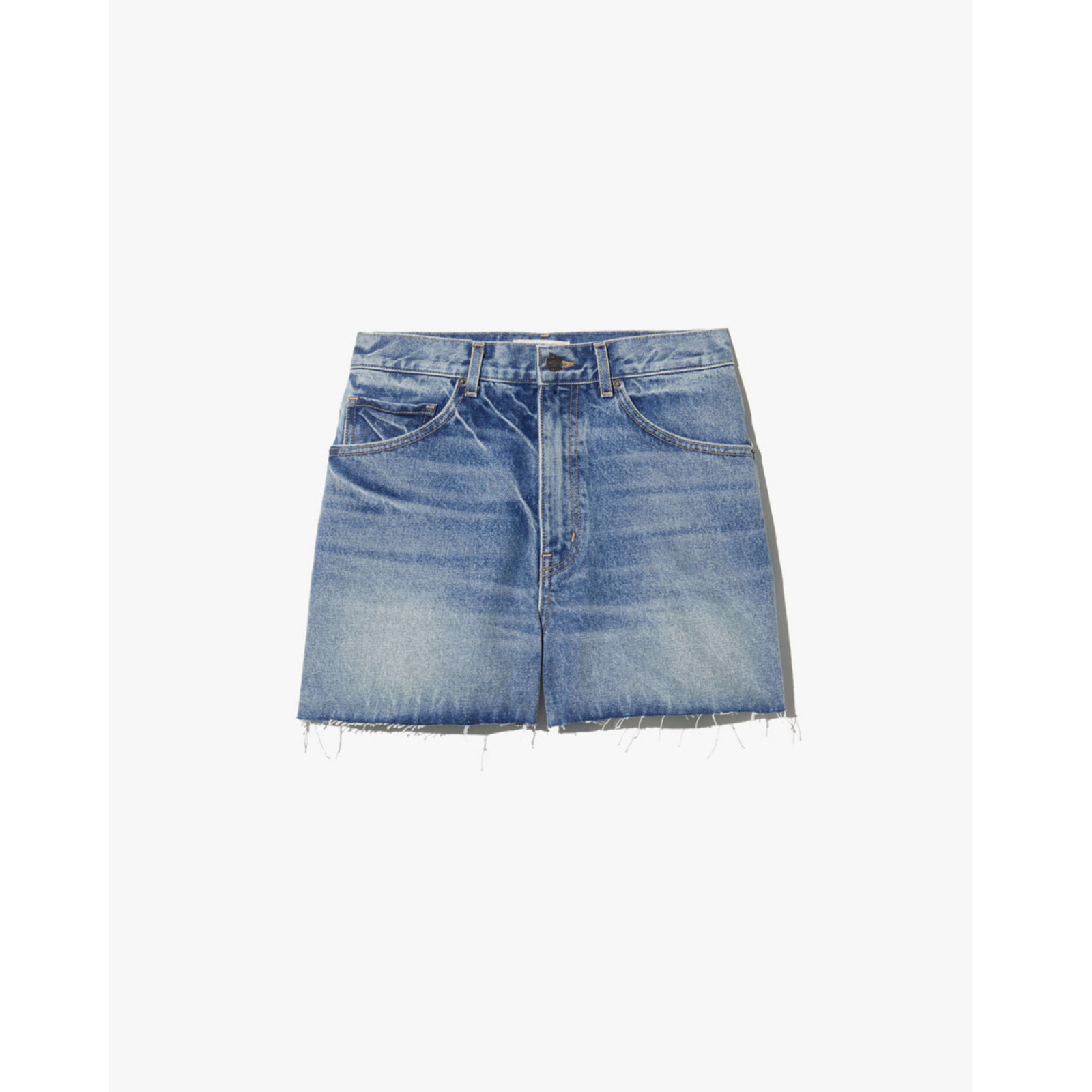 Blue denim short on a white background
