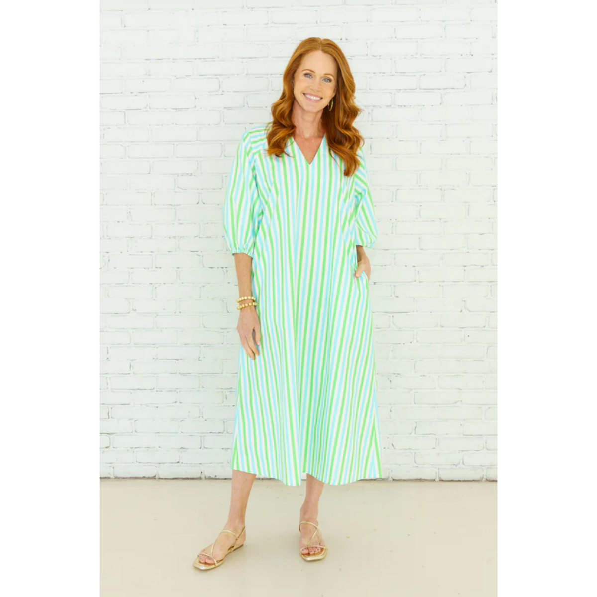 Coco Palm Beach Dress - Green and Blue