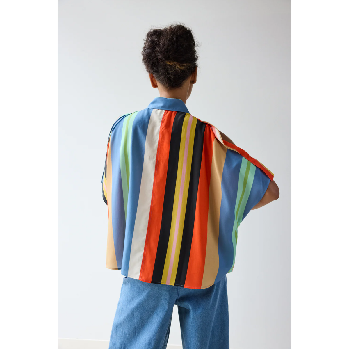 Cold Shoulder Shirt - Awning Stripes