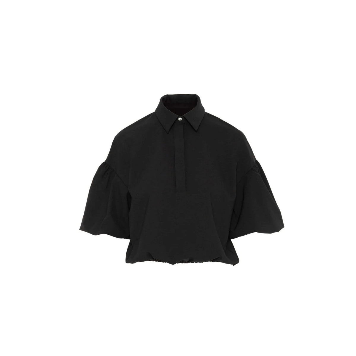 Cropped Shirt With Voluminous Sleeves - Dark Blue